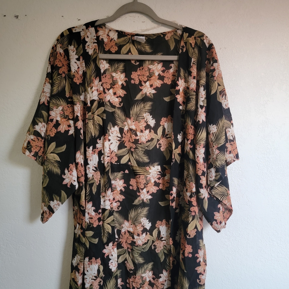 Floral Kimono with Tropical Print